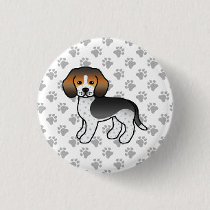 Blue Ticked Beagle Hund Niedlicher Cartoon Zeichne Button