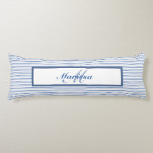 Blue Ticking Stripes Bauernhof Mit Monogramm