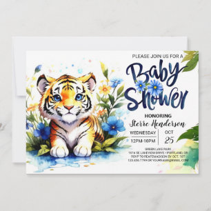 Blue Tiger Cub Baby Dusche Einladung
