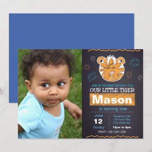 Blue Tiger Geburtstag Einladung mit Foto