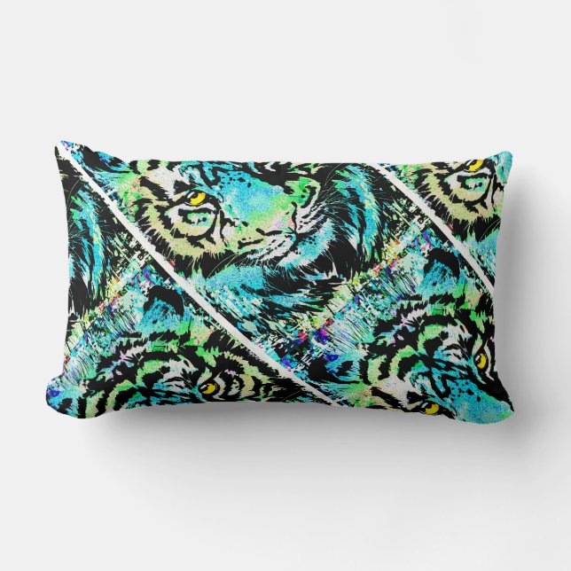 Blue Tiger Head Artwork - Tiger Throw Kissen (Vorderseite)