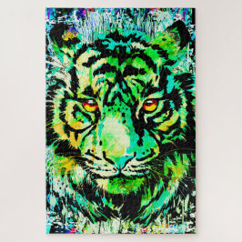 Blue Tiger Head - Tiger Portrait Jigsaw Puzzle