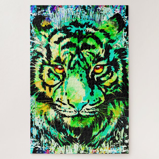 Blue Tiger Head - Tiger Portrait Jigsaw Puzzle (Vertikal)