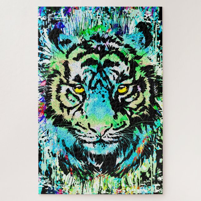 Blue Tiger Head - Tiger Portrait Puzzle (Vertikal)