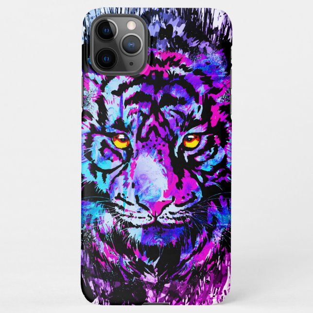 Blue Tiger iPhone Case - Lila Tiger-Gesicht iPhone Hülle (Rückseite)