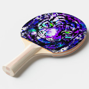 Blue Tiger Ping Pong Paddle - Lila Tiger Eyes Tischtennis Schläger