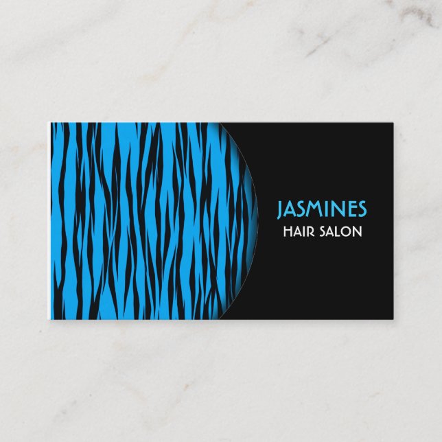 Blue Tiger Print Business Card Visitenkarte (Vorderseite)