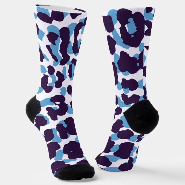 Blue Tiger Print Custom Nachhaltig Premium Crew Socken (Gewinkelt)