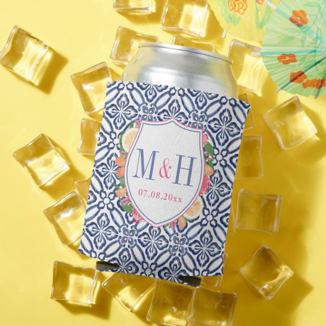 Blue Tile Citrus Bright Blume Brautparty Dosenkühler (In Situ Sommer)