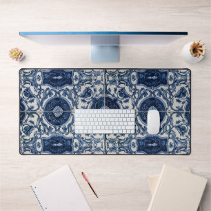 Blue Tile Desk Mat Azulejo Zuhause Schreibtischunterlage