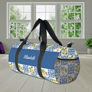 Blue Tile French Country Lemon Pattern Name Duffle Bag