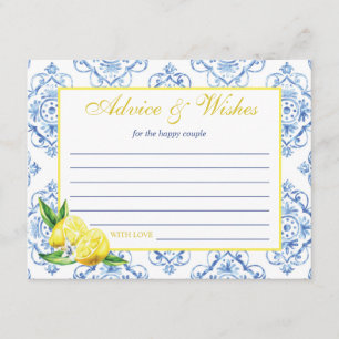Blue Tile Italian Floral Lemon Ratschläge und Wüns Begleitkarte