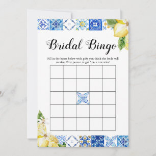 Blue Tile Lemon Brautparty Bridal Bingo Game Einladung