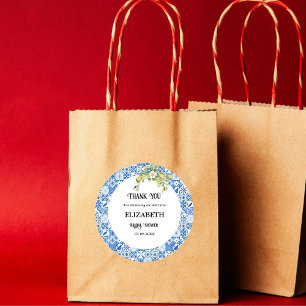 Blue tile Lemon Brautparty Vielen Dank Runder Aufkleber