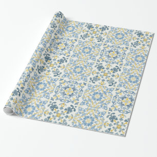 Blue Tile Lemon Geschenkpapier