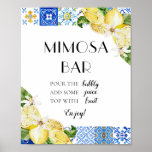 Blue Tile Lemon Italian Positano Mimosa Bar Sign Poster<br><div class="desc">Blue Tile Lemon Italian Positano Mimosa Bar Sign</div>