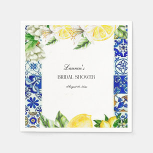Blue Tile Lemon Italienischer Brautparty Empfang Serviette