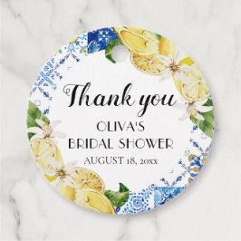 Blue Tile Lemon Italienisches Brautparty Gefältmar Geschenkanhänger