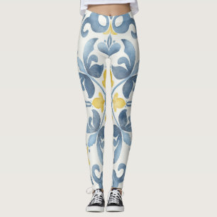 Blue Tile Lemon Leggings