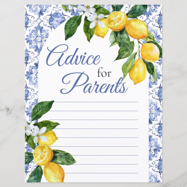 Blue Tile Lemon Ratschläge für Eltern (Vorderseite)