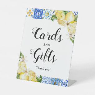 Blue Tile Lemons Card und Geschenkzeichen Sockelschild
