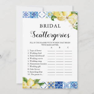 Blue Tile Lemons Citrus Bridal Scattergories Game Einladung