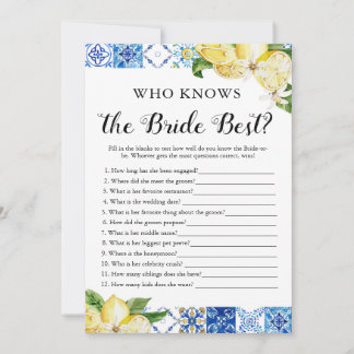 Blue Tile Lemons, die das beste Spiel der Braut ke Einladung