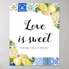 Blue Tile Lemons Liebe ist Sweet Leckerei Gunst Si Poster