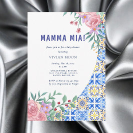 Blue Tile Mamma Mia Baby Dusche Einladung