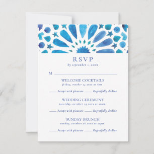 Blue Tile Multi-Event Hochzeit RSVP Karte