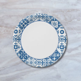 Blue Tile Santorini griechisch/spanisch Thema Pappteller