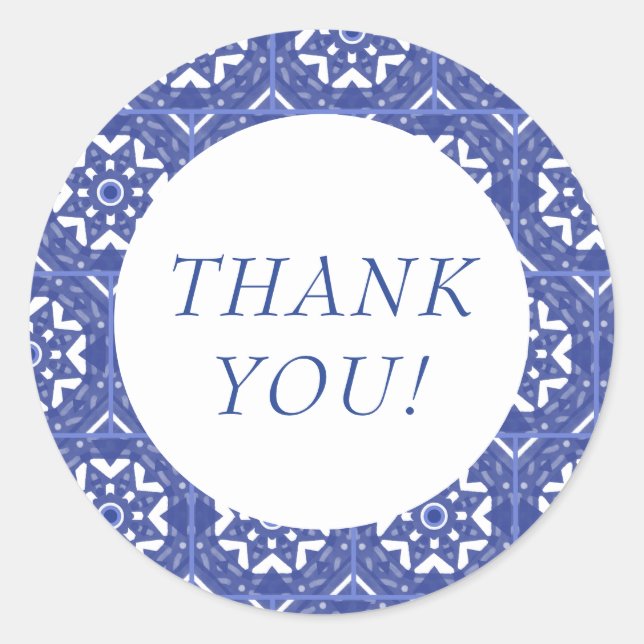 Blue Tile Thank You Sticker (Vorderseite)