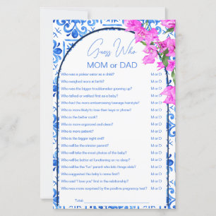 Blue Tiles Baby Shower Spiele errate wer Mom oder