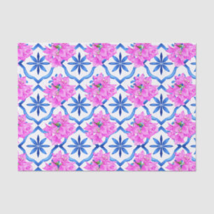 Blue Tiles Bougainvillea mediterranes Thema Seidenpapier