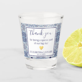 Blue tiles Gastgeschenk Hochzeit Vielen Dank Schnapsglas