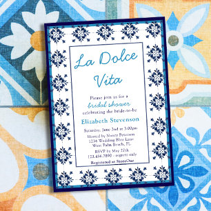 Blue Tiles La Dolce Vita Brautparty Einladung
