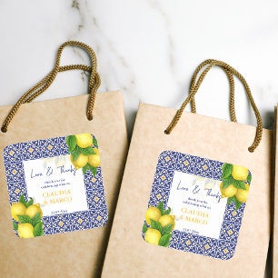 Blue tiles lemon Amalfi Positano vielen Dank Quadratischer Aufkleber