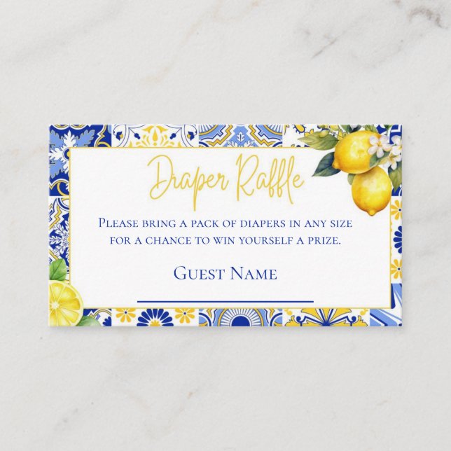 Blue Tiles Lemon Babydusche Windelwanne Begleitkarte (Vorderseite)