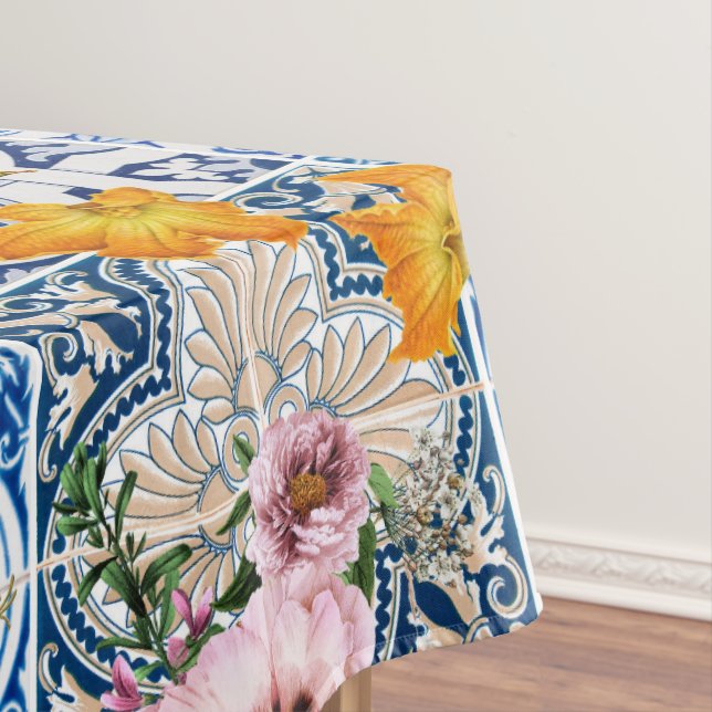 Blue tiles lemon Mediterranean Tischdecke (Beispiel)