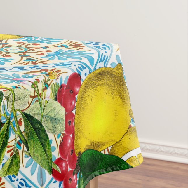 Blue tiles lemon Mediterranean Tischdecke (Beispiel)