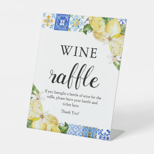Blue Tiles Lemon Wine Raffle Brautparty Zeichen Sockelschild