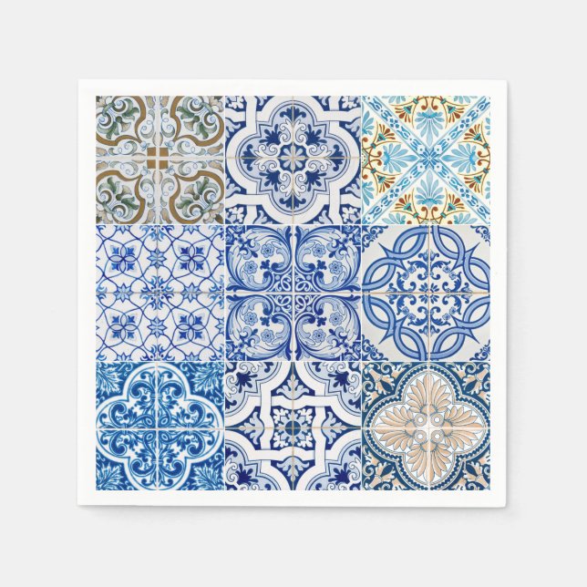 Blue Tiles Paper Napkins Serviette (Vorderseite)