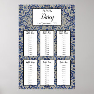 Blue Tiles Seating Chart Poster