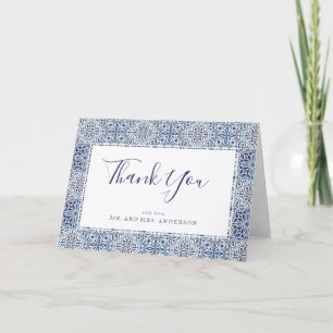 Blue tiles Wedding Danke Card Karte