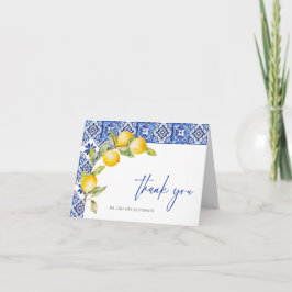 Blue Tiles Wedding Lemons Dankeskarte