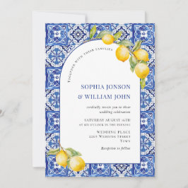 Blue Tiles Wedding Lemons Einladung
