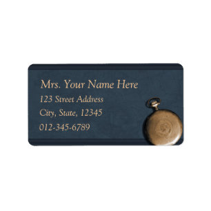Blue Timepiece Address Lables Adressaufkleber