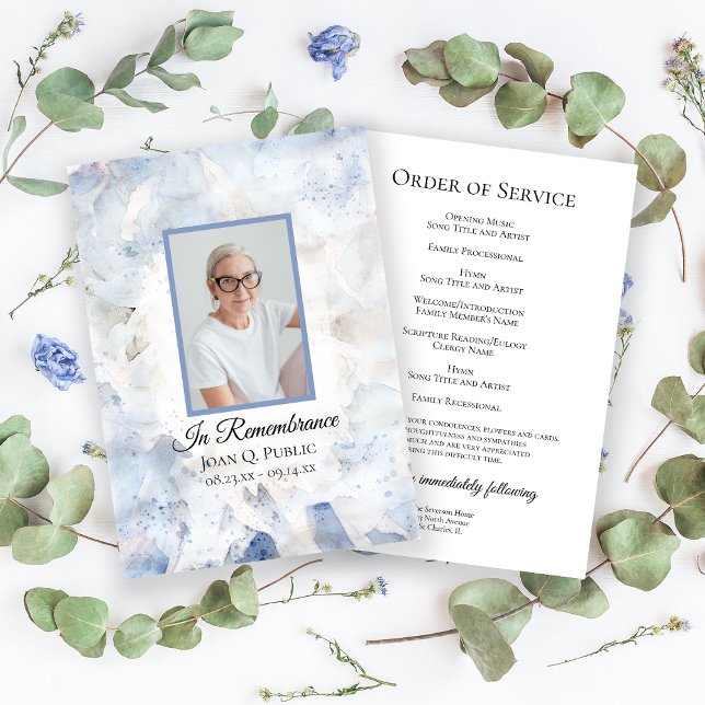 Blue Tintion Carnation Funerary Memorial Service Programm (Von Creator hochgeladen)
