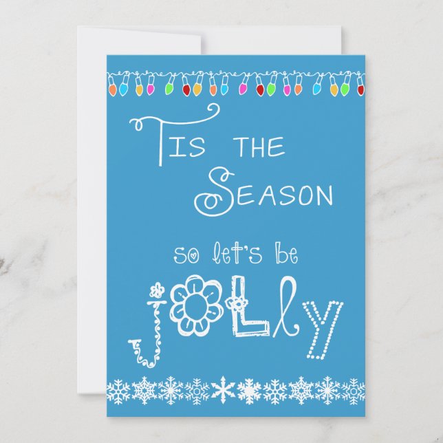 Blue Tis the Season Holiday Party Einladung (Vorderseite)