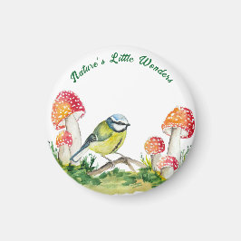 Blue Tit and Fly Agaric in a Forest Clearing Magnet